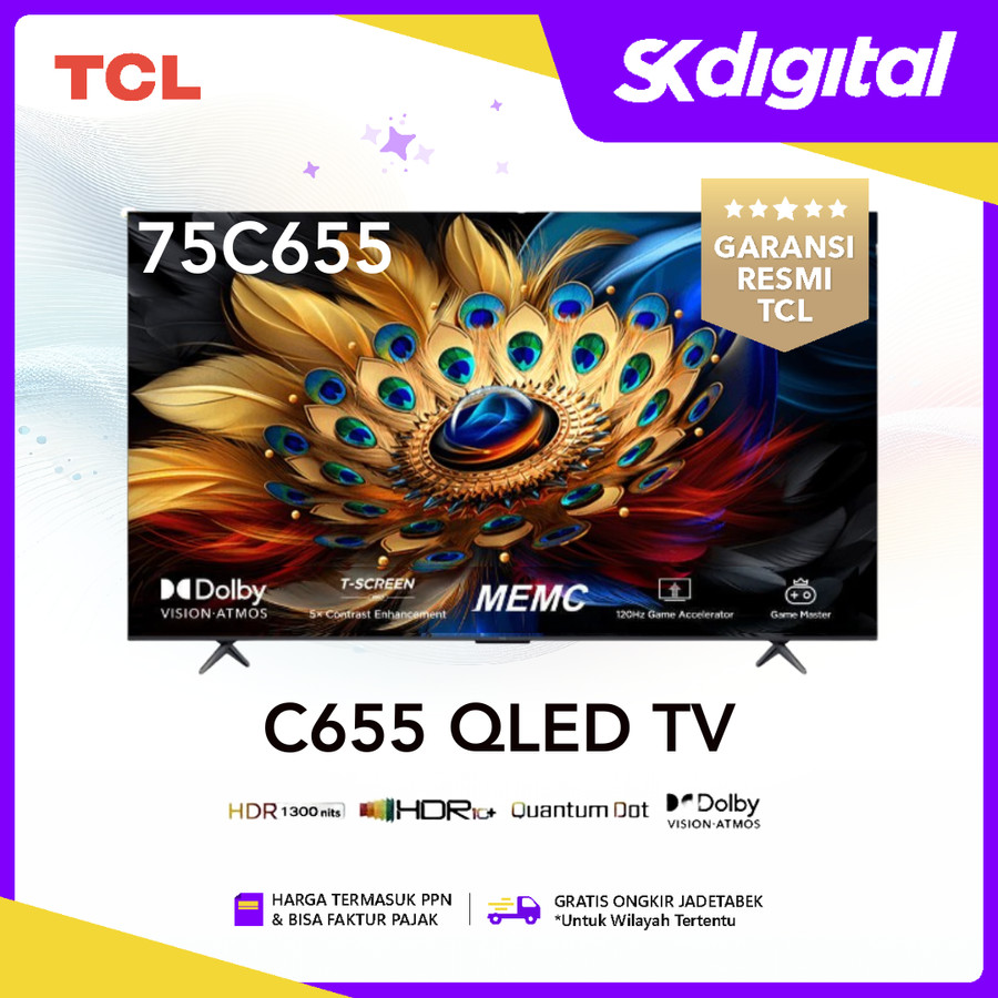 TV TCL 75C655 Qled Pro 4K uhd 75 inch smart google tv new