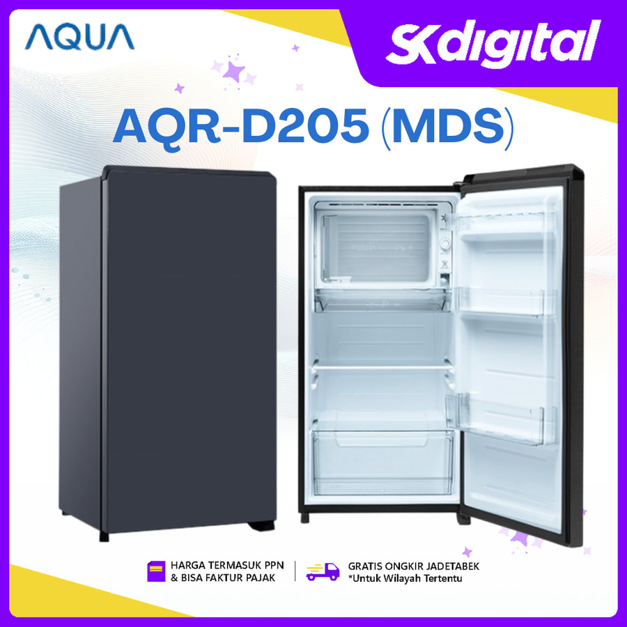 Kulkas Aqua AQR-D205 Kulkas 1 Pintu 165 Liter Dark Silver / Light Silver - Image 5