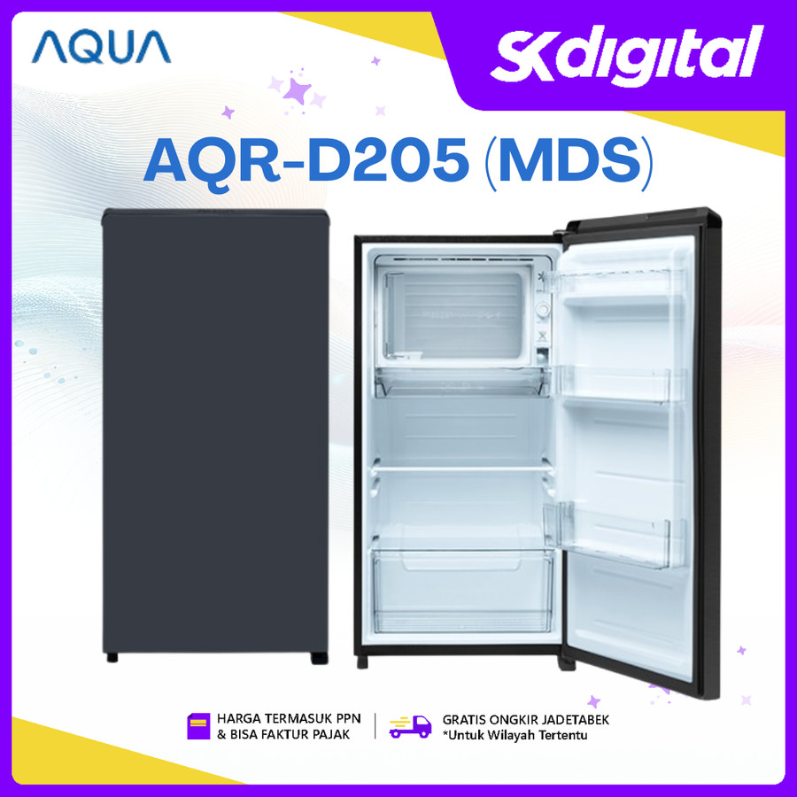 Kulkas Aqua AQR-D205 Kulkas 1 Pintu 165 Liter Dark Silver / Light Silver - Image 2