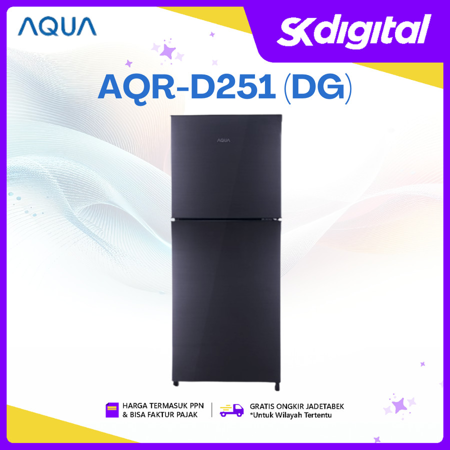 Kulkas Aqua AQR-D251 Kulkas 2 Pintu Small 2 Door Refrigerator AQR-D251(DG)