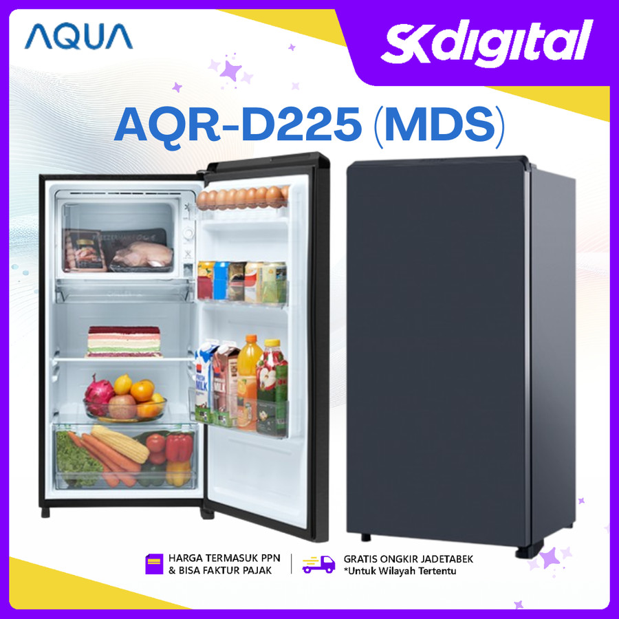 Kulkas Aqua AQR-D225 Kulkas 1 pintu 180 Liter Dark Silver AQR-D225(MDS)