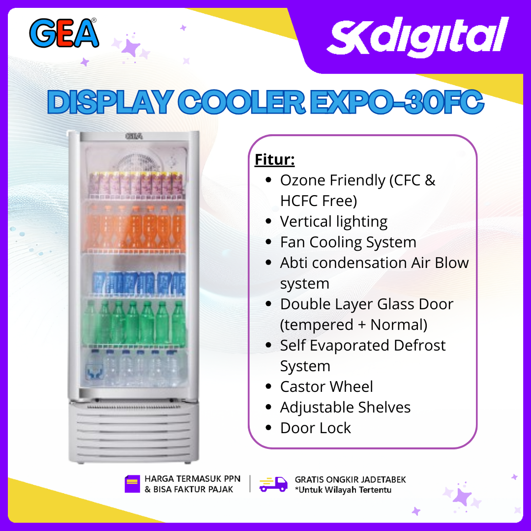 Showcase GEA EXPO 30FC Kulkas 4 Rak 222 Liter Display Cooler