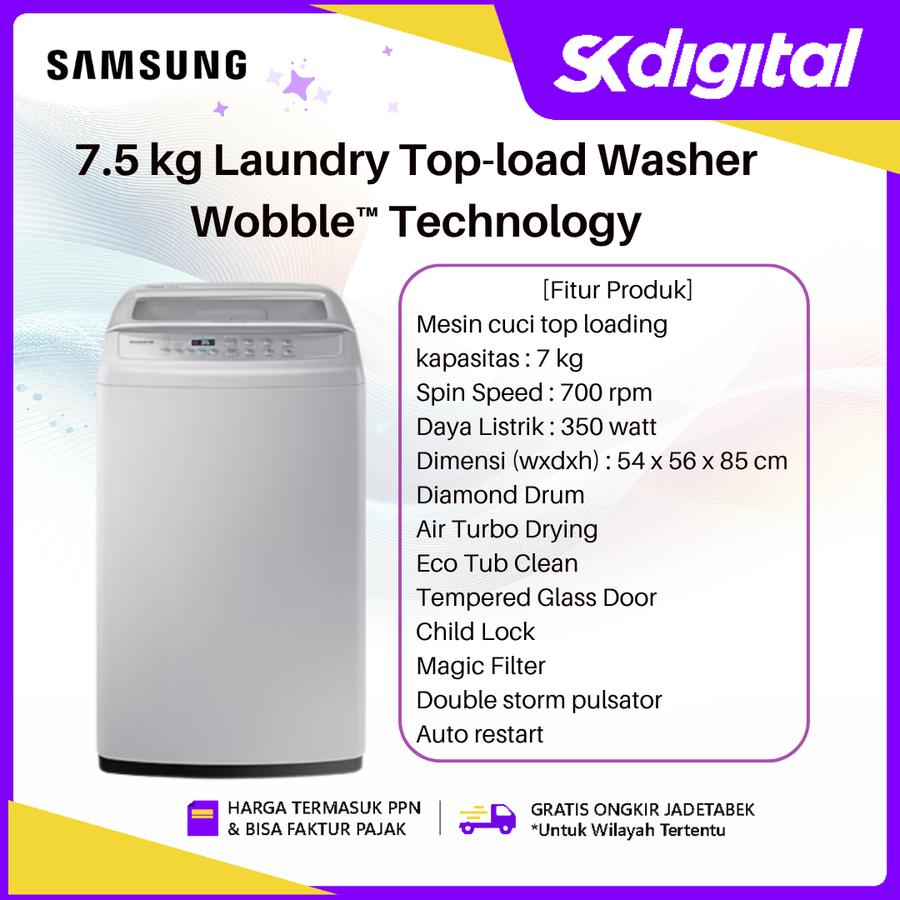 Mesin Cuci Samsung WA75H4200SG Mesin Cuci 1 Tabung 7.5 Kg WA75H4200 - Image 2