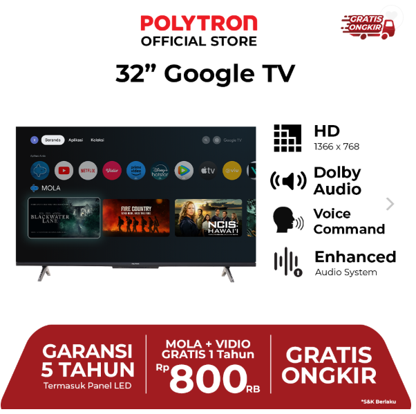 TV Polytron PLD 32RG9059 Smart Cinemax Google TV 32 Inch - Image 2