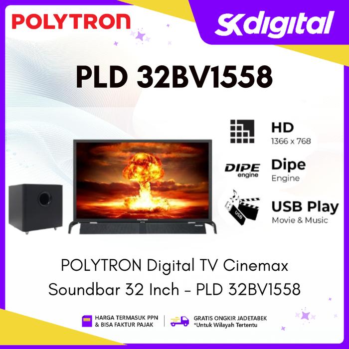 TV Polytron PLD 32BV1558 Cinemax Soundbar DIGITAL LED TV 32 Inch