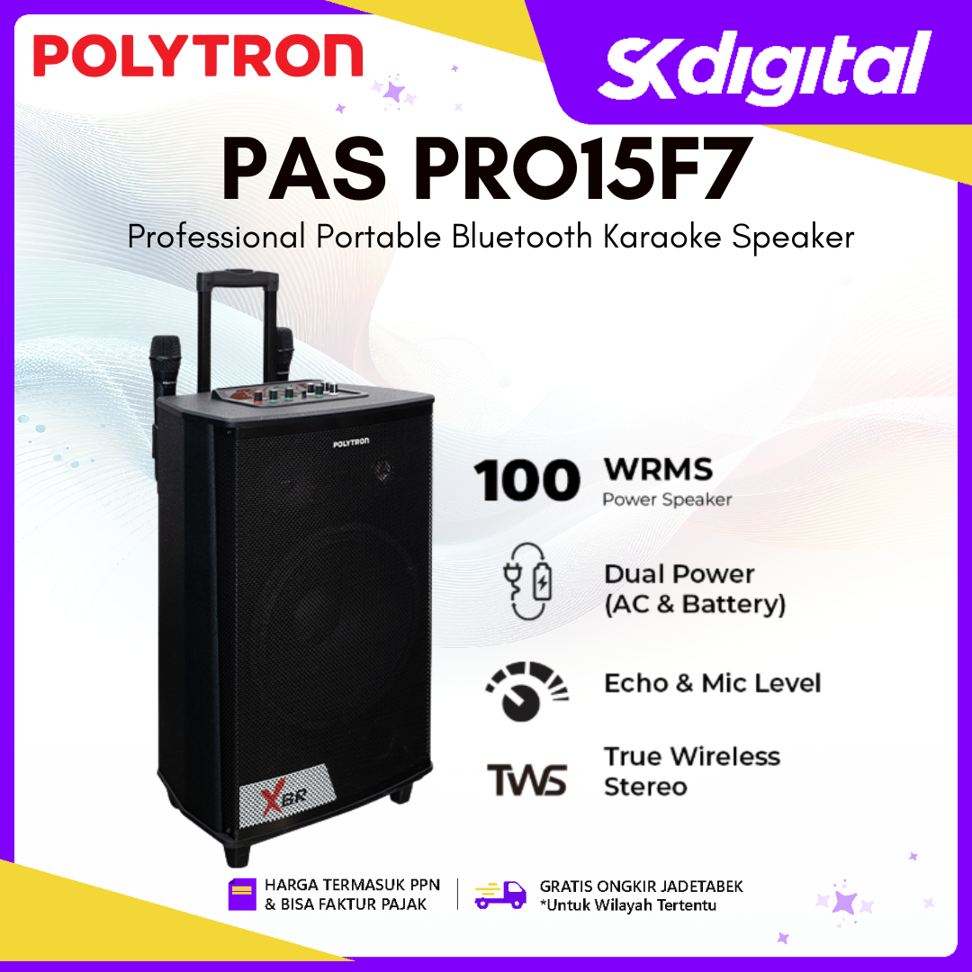 Speaker Polytron PAS PRO 15F7 Professional Portable Bluetooth Karaoke Speaker PAS PRO15F7