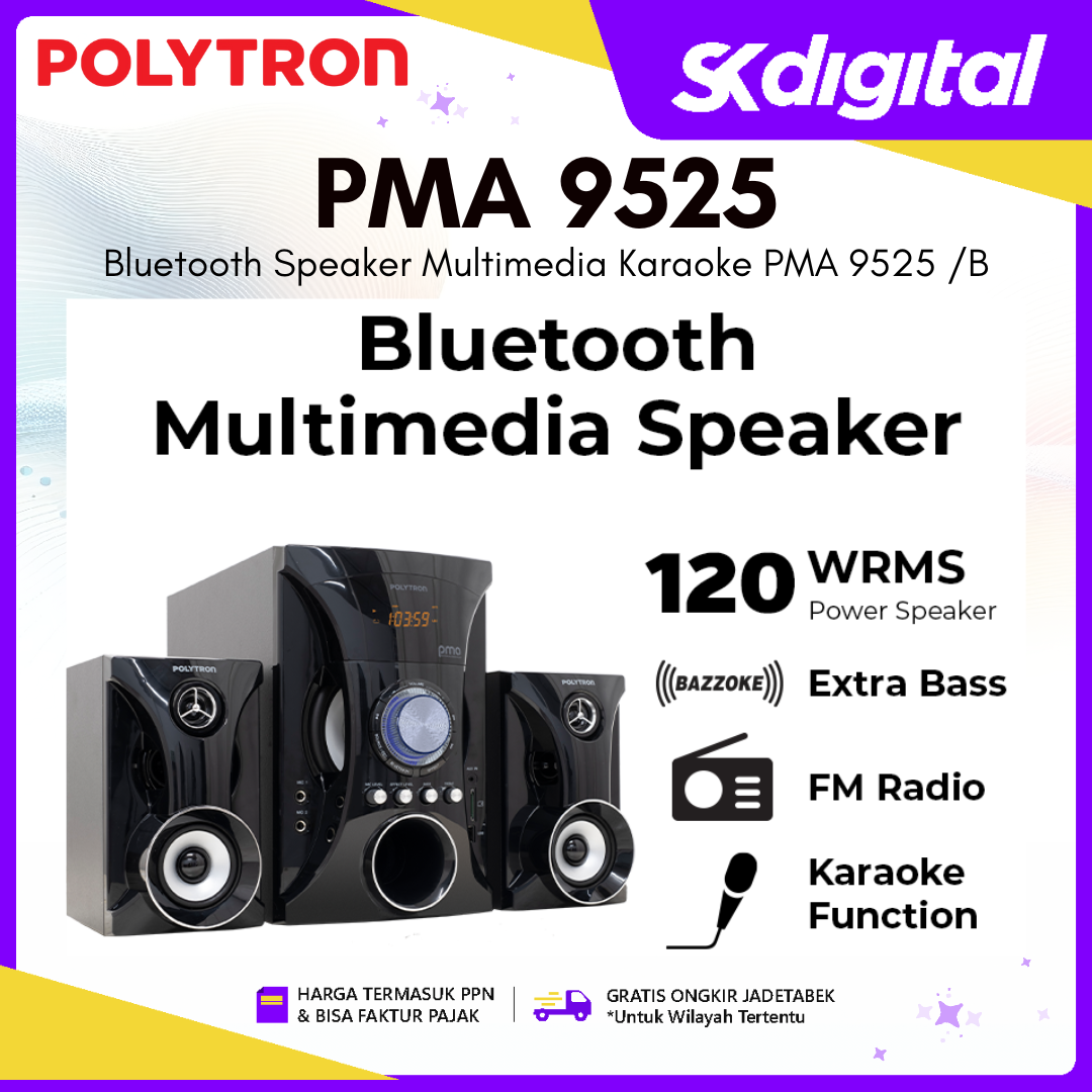 Speaker Polytron PMA 9525 Bluetooth Speaker Multimedia Karaoke PMA 9525 /B