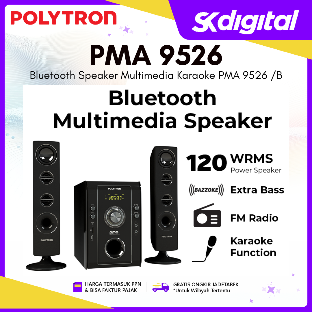 Speaker Polytron PMA 9526 Bluetooth Speaker Multimedia Karaoke PMA 9526 /B
