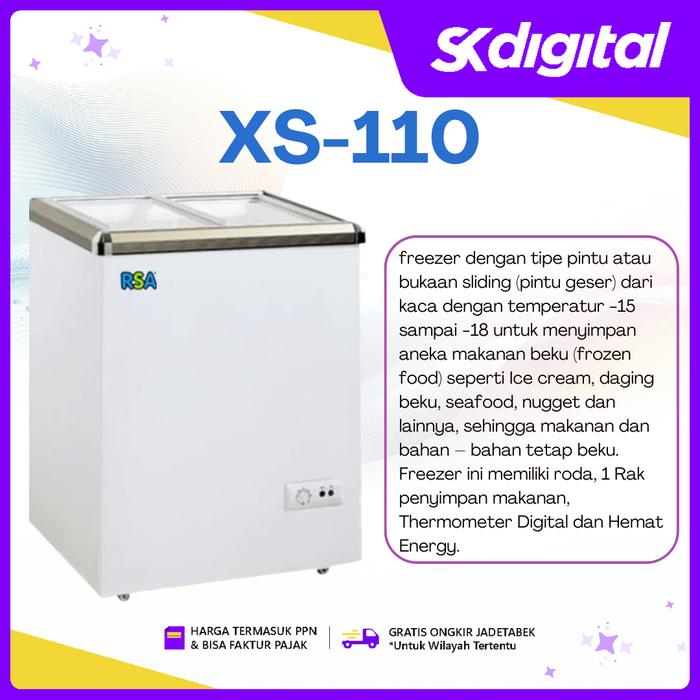 Chest Freezer RSA XS-110 Sliding Flat Glass Freezer 100 Liter - XS-110 - Image 2